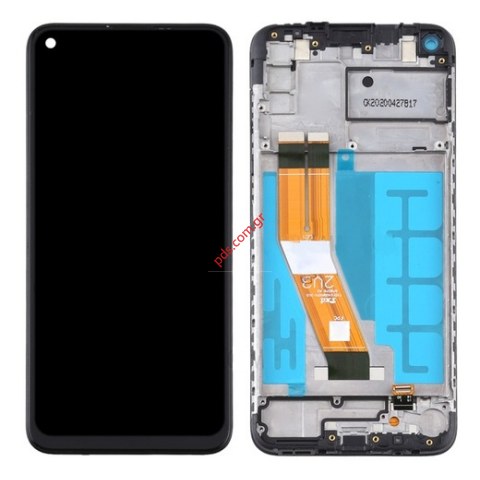 Γνήσια οθόνη σετ LCD Samsung Galaxy A11 SM-A115F 2020 W/FRAME Black σε μαύρο χρώμα ORIGINAL
