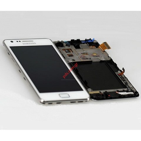 Γνήσια οθόνη σετ LCD Samsung i9105 Galaxy S Plus White σε λευκό χρώμα Γνήσια οθόνη σετ LCD Samsung i9105 Galaxy S Plus White σε λευκό χρώμα