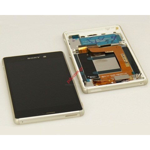 Original Display LCD set Silver Sony Xperia M4 Aqua (E2303), Xperia M4 Aqua (E2306) with front cover 
