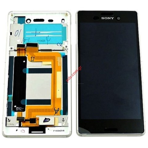 Original Display LCD set Silver Sony Xperia M4 Aqua (E2303), Xperia M4 Aqua (E2306) with front cover  Original Display LCD set Silver Sony Xperia M4 Aqua (E2303), Xperia M4 Aqua (E2306) with front cover