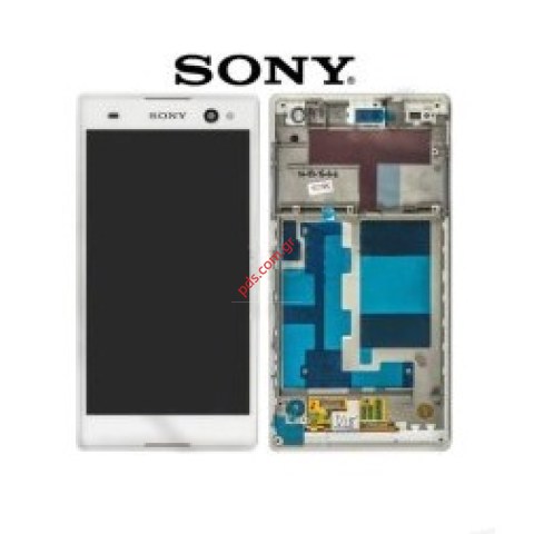 Γνήσια οθόνη σετ  LCD Sony Xperia C3 (D2502) White σε λευκό χρώμα