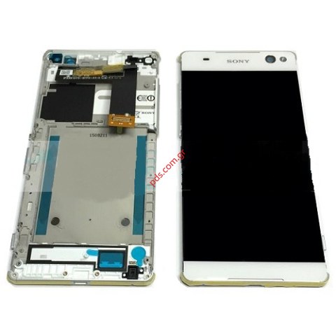 Original set LCD White Sony E5506, E5553 Xperia C5 Ultra, E5533, E5563 Xperia C5 Ultra Dual SIM front cover with touch screen and display.