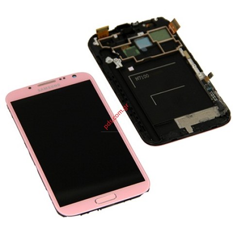 Original Samsung Galaxy Note 2 N7100 Pink LCD Complete Set Module Screen  Original Samsung Galaxy Note 2 N7100 Pink LCD Complete Set Module Screen