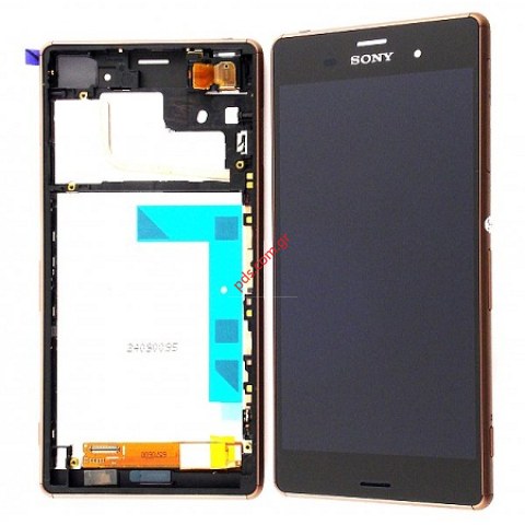 Γνήσια οθόνη σετ Sony Xperia Z3 (D6603) COPPER 1 SIM σε καφέ χρώμα Front+LCD+Touchscreen.