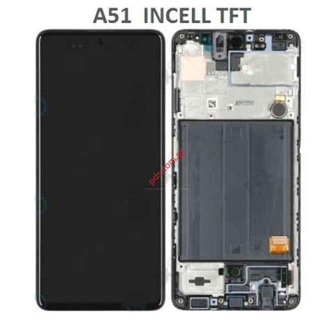 Οθόνη σετ LCD Samsung A515F Galaxy A51 (2019) INCELL TFT Touch screen with digitizer frame σε μαύρο χρώμα (CHINA OEM W/FRAME) NO FINGERPRINT FUNCTION