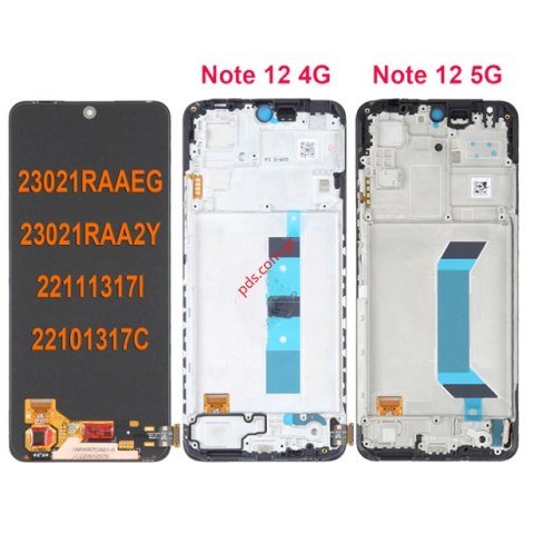 Set LCD Xiaomi Redmi Note 12 5G (22111317I) 2023 GLOBAL ΟΕΜ Black Display Touch screen with digitizer & frame Bulk