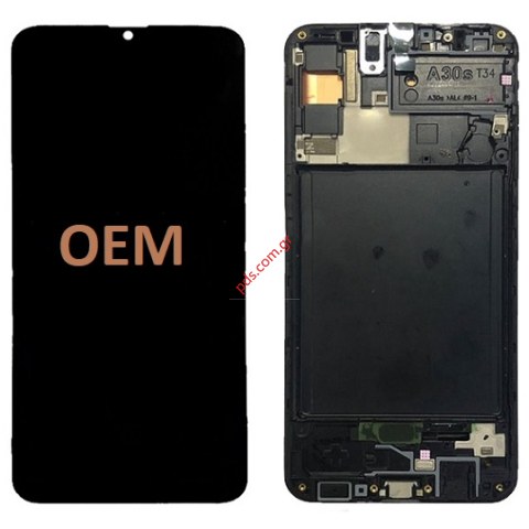 Οθόνη σετ OEM Samsung Galaxy A30s A307F W/FRAME Black (Display Touch screen with digitizer) CHINA OEM Bulk