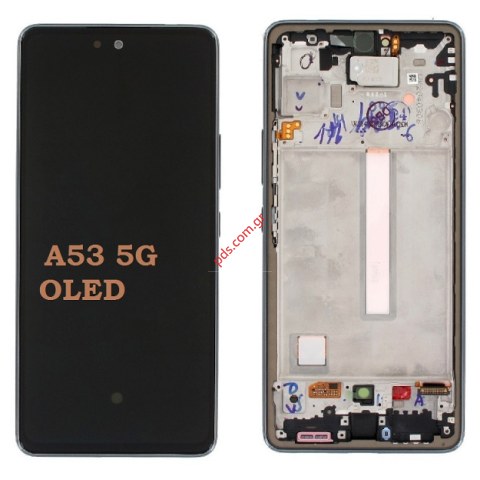 Οθόνη set Samsung SM-A536B Galaxy A53 5G Black OEM Μαύρο Display OLED W/Frame Touch screen Digitizer Μηχανισμός Αφής 