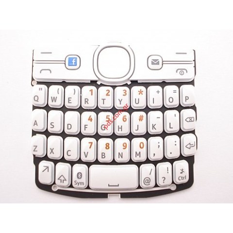 Γνήσιο πληκτρολόγιο Νokia Asha 205 Querty White σε λευκό χρώμα English