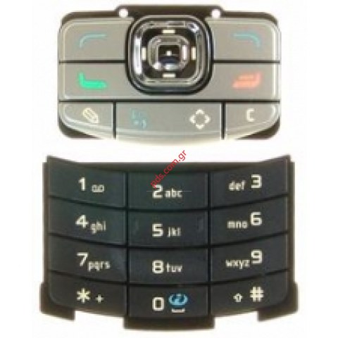 Γνήσιο πληκτρολόγιο Nokia N80 μαύρο ασημί  ματ σετ