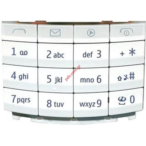 Γνήσιο πληκτρολόγιο Nokia X3-02 White Touch and Type Latin σε λευκό χρώμα