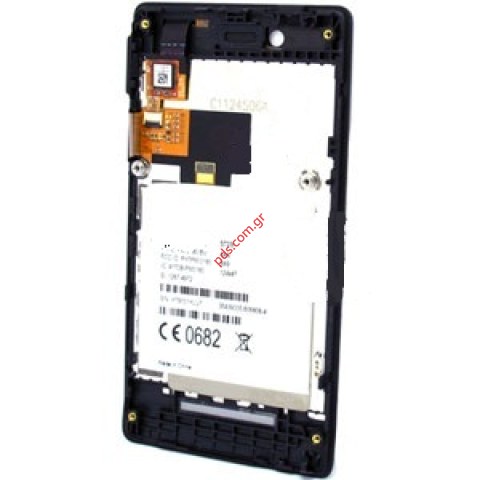 Γνήσια πρόσοψη (GRADE A) Sony XPeria Miro ST23i Black σε μαύρο χρώμα.