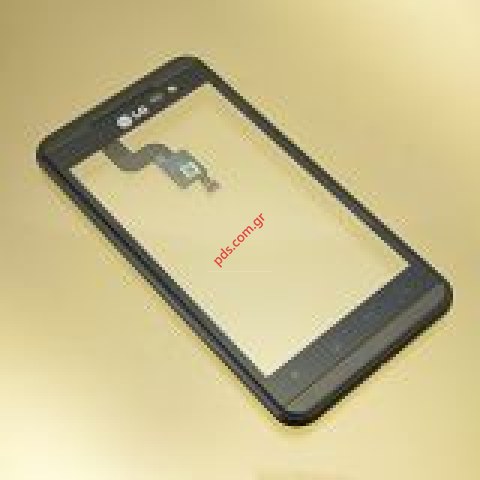 Γνήσια πρόσοψη με το τζάμι και την αφή LG P920 Optimus 3D σε σκούρο γκρί χρώμα
