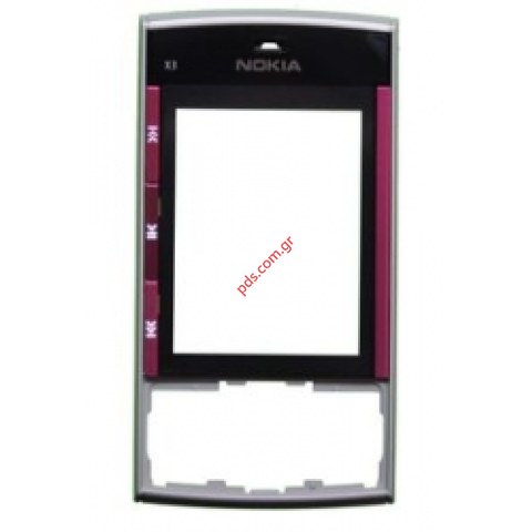 Original housing Nokia X3 front cover in Pink color and display glass Original housing Nokia X3 front cover in Pink color and display glass