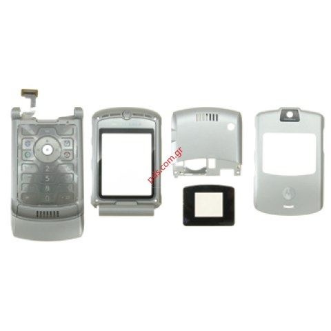 Γνήσια πρόσοψη Motorola V3 σετ SWAP σε ασημί χρώμα. Γνήσια πρόσοψη Motorola V3 σετ SWAP σε ασημί χρώμα.