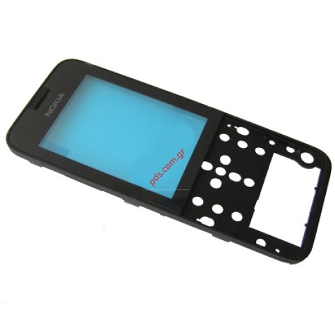 Γνήσια πρόσοψη Nokia 208 Black σε μαύρο χρώμα με το τζαμάκι