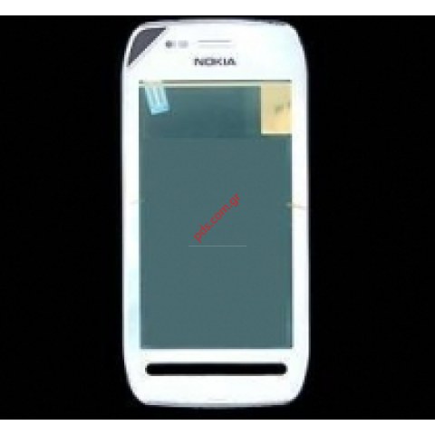 Γνήσια πρόσοψη Nokia 603 με το τζαμάκι αφής digitizer σε λευκό χρώμα.