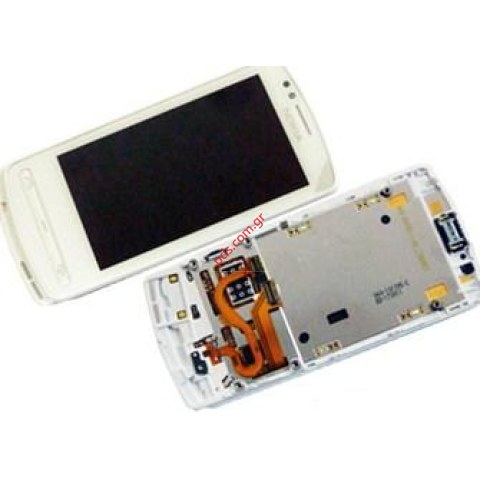 Γνήσια πρόσοψη Nokia 700 White με το τζαμάκι αφής digitizer και την οθόνη σε άσπρο χρώμα