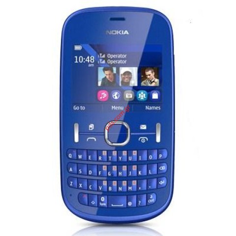 Γνήσια πρόσοψη Nokia Asha 200 με το τζαμάκι σε μπλέ χρώμα.
