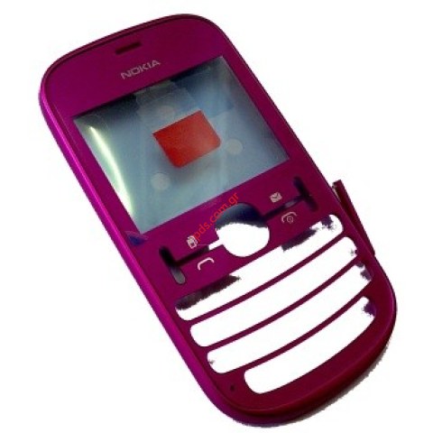 Γνήσια πρόσοψη Nokia Asha 200 Pink με το τζαμάκι σε ρόζ χρώμα