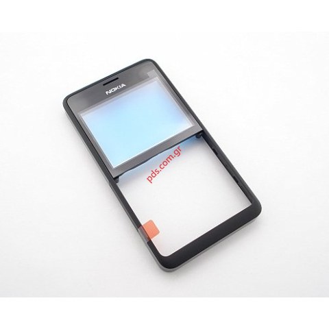Γνήσια πρόσοψη Nokia ASHA 210 Black (1 SIM) 2013 A COVER σε μαύρο χρώμα με το τζαμάκι Bulk (LIMITED STOCK)