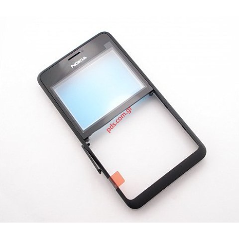 Γνήσια πρόσοψη Nokia Asha 210 Black (2 SIM) σε μαύρο χρώμα με το τζαμάκι