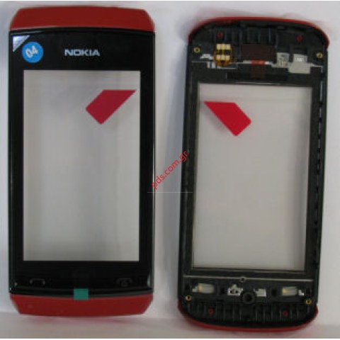 Γνήσια πρόσοψη Nokia Asha 305, 306 Red με το τζαμάκι αφής σε κόκκινο χρώμα  Γνήσια πρόσοψη Nokia Asha 305, 306 Red με το τζαμάκι αφής σε κόκκινο χρώμα