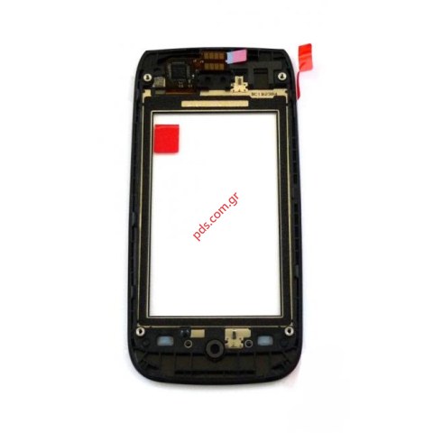Γνήσια πρόσοψη Nokia Asha 308,309,310 Black με το τζαμάκι αφής μαύρο Digitizer 
