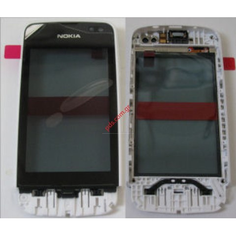 Γνήσια πρόσοψη Nokia Asha 311 White με το τζαμάκι αφής Digitizer σε λευκό Γνήσια πρόσοψη Nokia Asha 311 White με το τζαμάκι αφής Digitizer σε λευκό