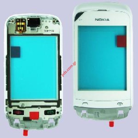 Γνήσια πρόσοψη Nokia C2-02, C2-03 με το τζαμάκι και την αφή σε λευκό χρώμα