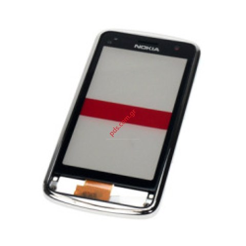 Γνήσια πρόσοψη Nokia C6-01 με το τζαμάκι και την αφή digitazer σε ασημί χρώμα