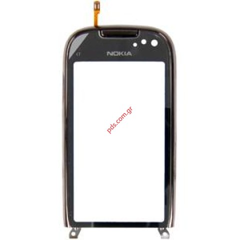 Γνήσια πρόσοψη Nokia C7 με το τζαμάκι αφής digitazer σε mahogany aubergine brown χρώμα