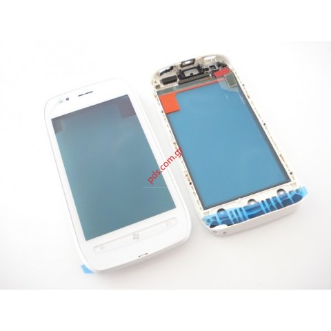 Γνήσια πρόσοψη Nokia Lumia 710 με το τζαμάκι και την αφή σε λευκό χρώμα