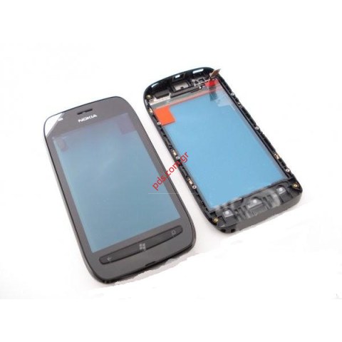 Γνήσια πρόσοψη Nokia Lumia 710 με το τζαμάκι και την αφή σε μαύρο χρώμα