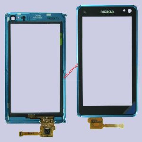 Γνήσια πρόσοψη Nokia N8 με το τζάμι πάνελ αφής touch screen Digitazer panel Blue