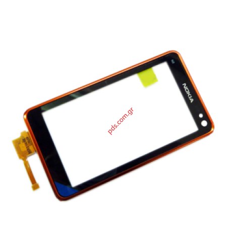 Γνήσια πρόσοψη Nokia N8 με το τζάμι πάνελ αφής touch screen Digitazer σε πορτοκαλί χρώμα Γνήσια πρόσοψη Nokia N8 με το τζάμι πάνελ αφής touch screen Digitazer σε πορτοκαλί χρώμα