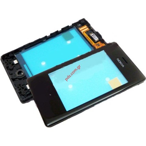 Γνήσια πρόσοψη set Nokia 503 Asha Black με το τζάμι και την αφή