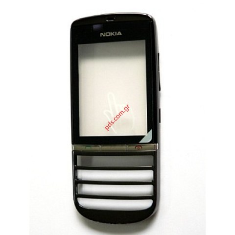 Γνήσια πρόσοψη σετ Nokia Asha 300 Grey με το εξωτερικό τζάμι και την αφή σε γκρί χρώμα
