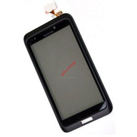 Γνήσιο εξωτερικό τζάμι με την πρόσοψη Nokia E7-00 σε μαύρο χρώμα 