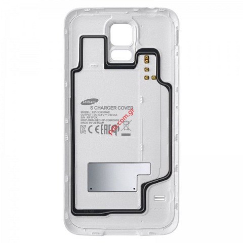 Γνήσιο καπάκι μπαταρίας φόρτισης Samsung White Galaxy S5 SM-G900F (EP-CG900IWEGWW) σε λευκό χρώμα EU BLISTER