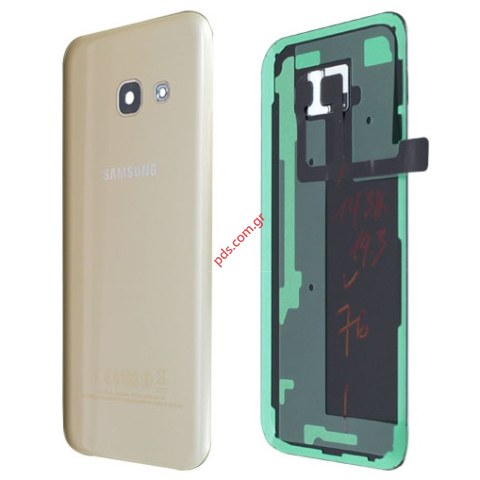 Γνήσιο καπάκι μπαταρίας Gold Samsung SM-A520F Galaxy A5 (2017) σε χρυσό χρώμα περιλαμβάνει τα Camera Lens, Adhesive Foil.