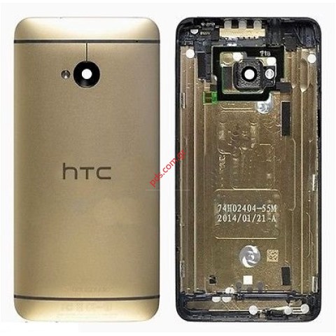 Γνήσιο καπάκι μπαταρίας HTC ONE M7 (801e) Gold σε χρυσό χρώμα.