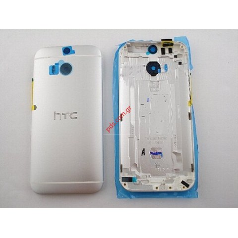 Γνήσιο καπάκι μπαταρίας HTC ONE (M8) Silver White σε Λευκό ασημί χρώμα