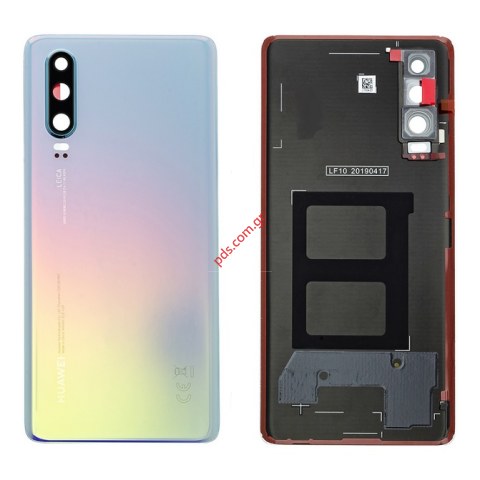 Γνήσιο καπάκι μπαταρίας Huawei P30 (ELE-L29) White Breathing Crystal W/PARTS σε λευκό χρώμα με εξαρτήματα (FULL ORIGINAL)
