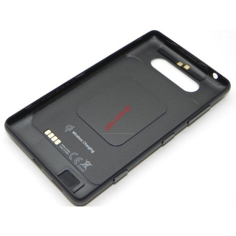 Γνήσιο καπάκι μπαταρίας Nokia Lumia 820 NFC Matt Black σε μαύρο χρώμα με WLC Wireless Charging (Black Matt)  