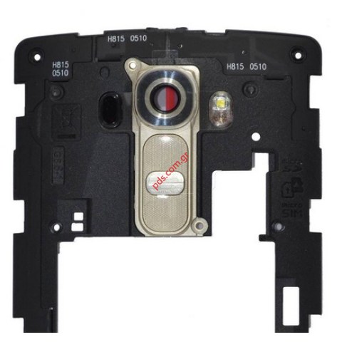 Γνήσιο μεσαίο πίσω πλαίσιο Gold LG H815 G4 with Camera Lens για το χρυσό χρώμα