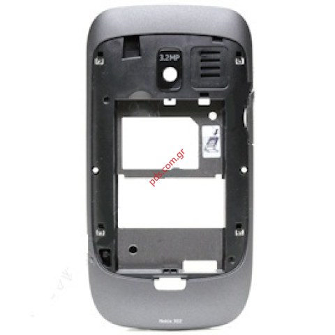 Γνήσιο μεσαίο πίσω πλαίσιο πρόσοψης Nokia Asha 302 B cover Dark Grey με εξαρτήματα 