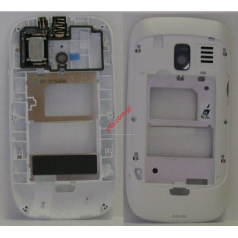 Γνήσιο μεσαίο πίσω πλαίσιο πρόσοψης Nokia Asha 302 B cover (White) σε λευκό χρώμα με εξαρτήματα 