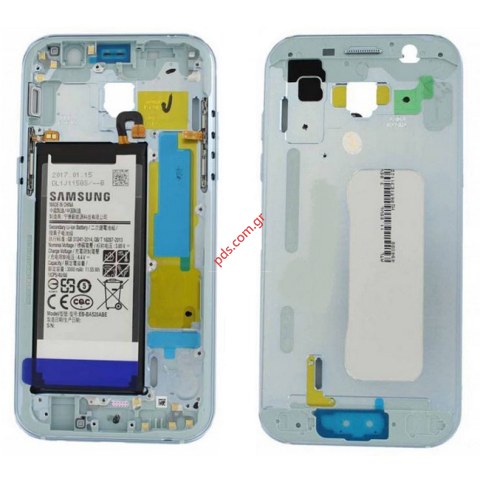 Γνήσιο μεσαίο πλαίσιο Blue Samsung SM-A520F Galaxy A5 2017 με την μπαταρία για το μπλέ χρώμα