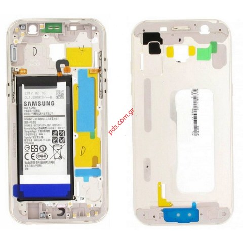 Γνήσιο μεσαίο πλαίσιο Gold Samsung SM-A520F Galaxy A5 2017 με την μπαταρία για το χρυσό χρώμα